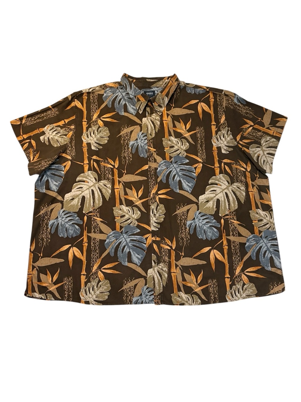 Harbor Bay Brown Hawaiian Camp Button Down Short Sleeve Pocket Shirt